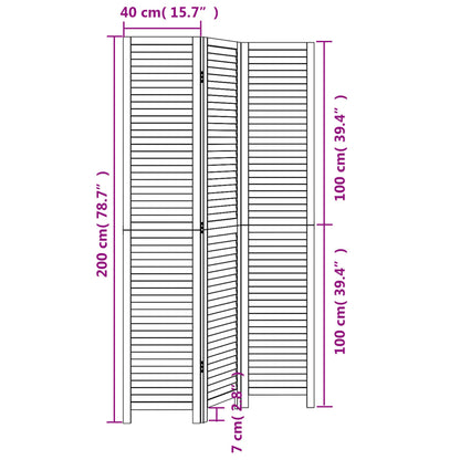 Biombo com 3 painéis madeira de paulownia maciça preto