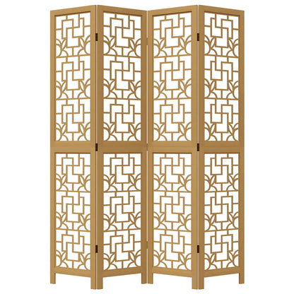 Biombo c/ 4 painéis madeira de paulownia maciça castanho