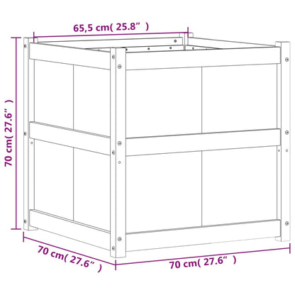 Vaso/floreira de jardim 70x70x70 cm pinho maciço castanho cera