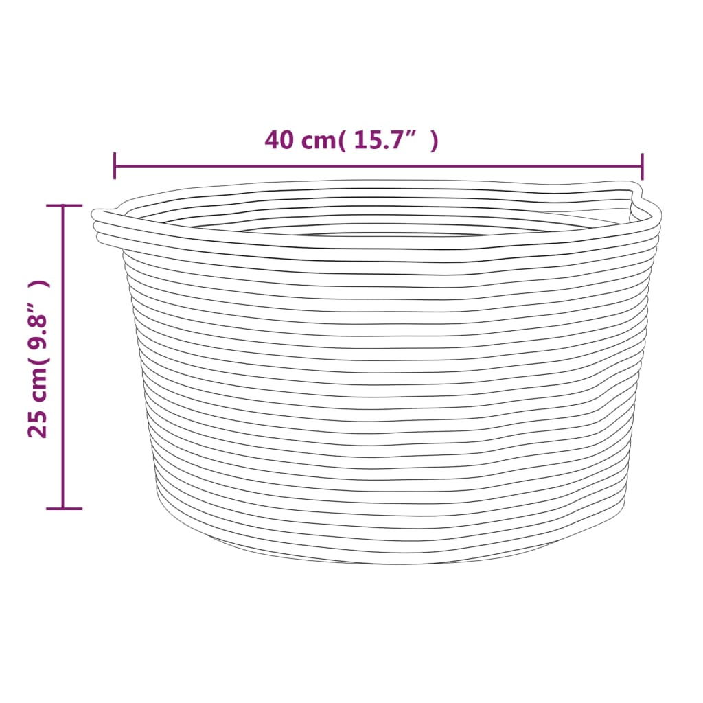 Cesto de arrumação Ø40x25 cm algodão bege e branco