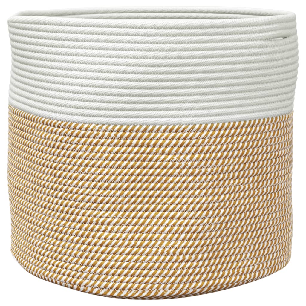 Cesto de arrumação Ø40x35 cm algodão castanho e branco