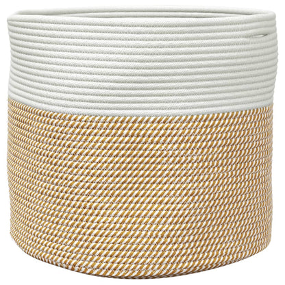 Cesto de arrumação Ø40x35 cm algodão castanho e branco