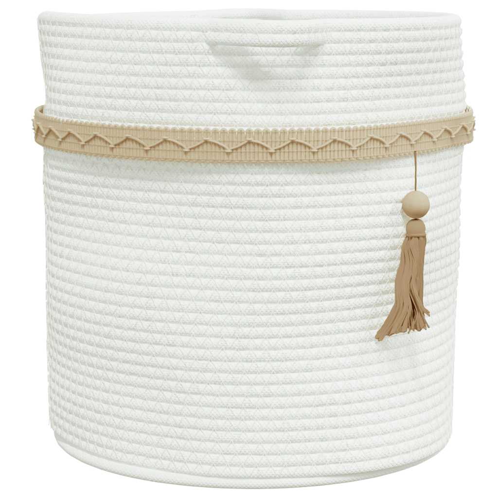 Cesto de arrumação Ø38x36 cm algodão branco