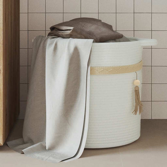 Cesto de arrumação Ø38x36 cm algodão branco