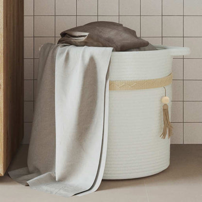 Cesto de arrumação Ø38x36 cm algodão branco