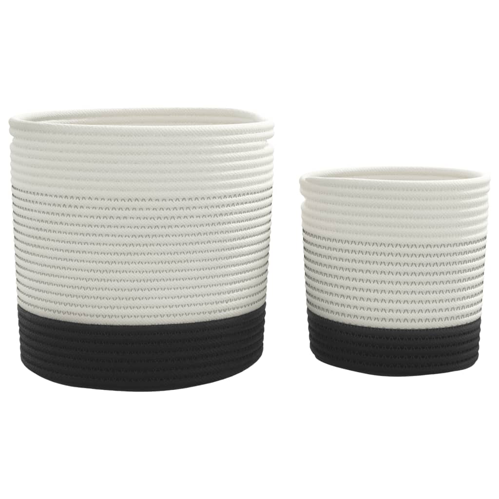 Cestos de arrumação 2 pcs algodão branco e preto
