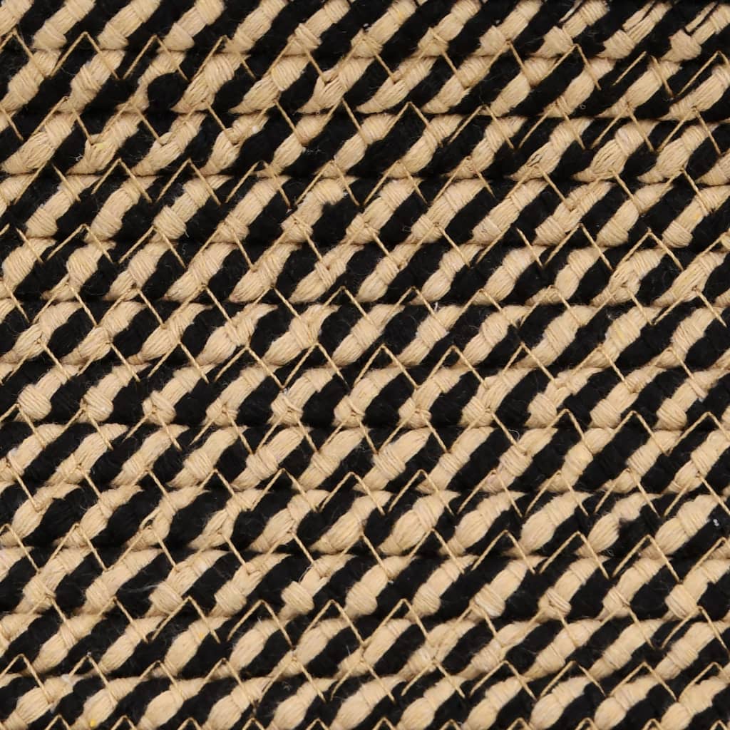 Cesto de arrumação com tampa Ø37x50 cm algodão preto e bege
