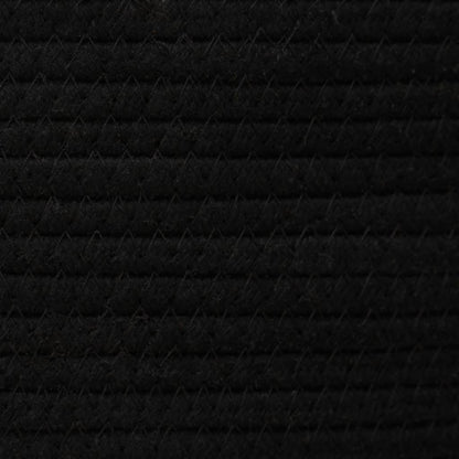 Cesto de arrumação com tampa Ø37x50 cm algodão preto e bege