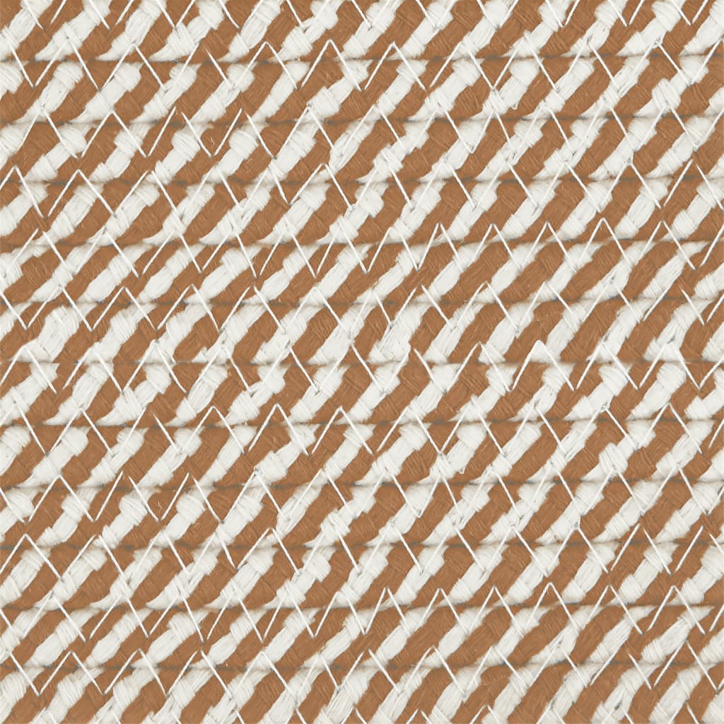 Cesto de arrumação com tampa Ø37x50cm algodão castanho e branco