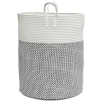 Cesto de arrumação Ø38x46 cm algodão cinzento e branco