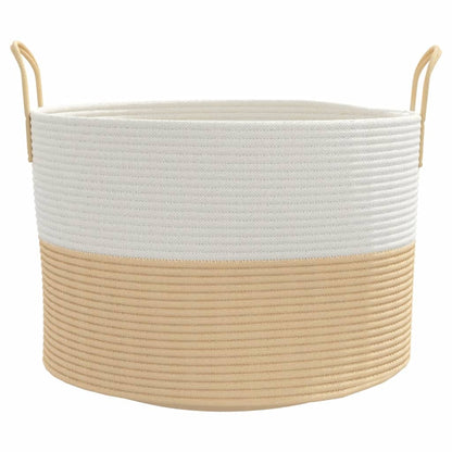 Cesto de arrumação Ø51x33 cm algodão bege e branco