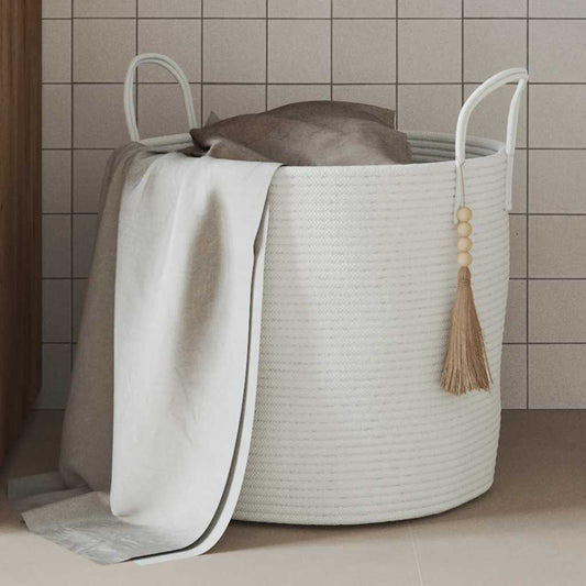 Cesto de arrumação Ø40x35 cm algodão branco