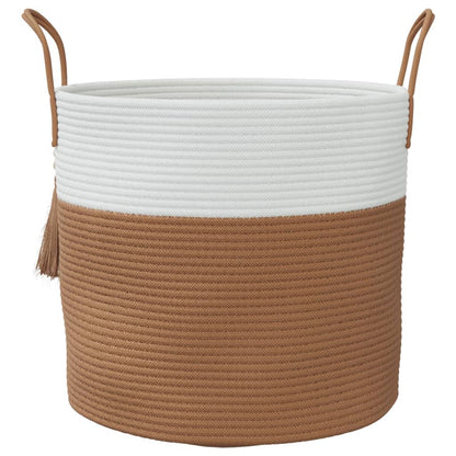 Cesto de arrumação Ø40x35 cm algodão castanho e branco