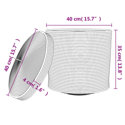Cesto de arrumação com tampa Ø40x35cm algodão castanho e branco
