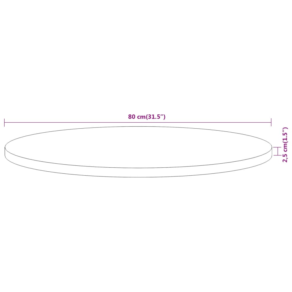 Tampo de mesa redondo Ø80x2,5 cm madeira de acácia maciça