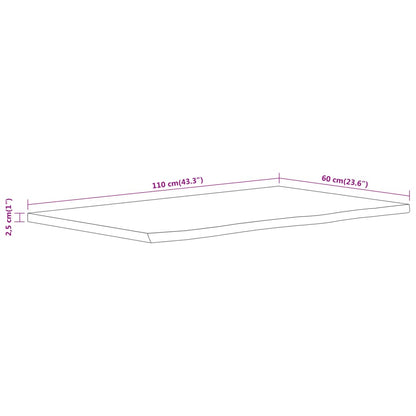 Bancada de casa de banho retangular 110x60x2,5 cm acácia maciça