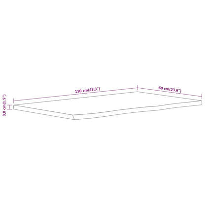 Bancada de casa de banho retangular 110x60x3,8 cm acácia maciça