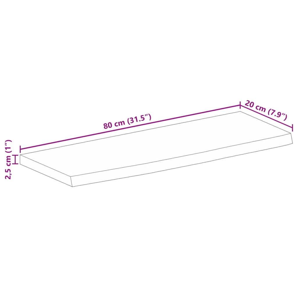 Tampo de mesa c/ borda viva 80x20x2,5cm mangueira áspera maciça
