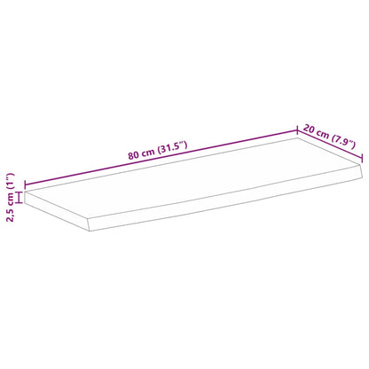 Tampo de mesa c/ borda viva 80x20x2,5cm mangueira áspera maciça