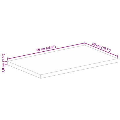 Tampo de mesa retangular 60x50x3,8 cm mangueira maciça