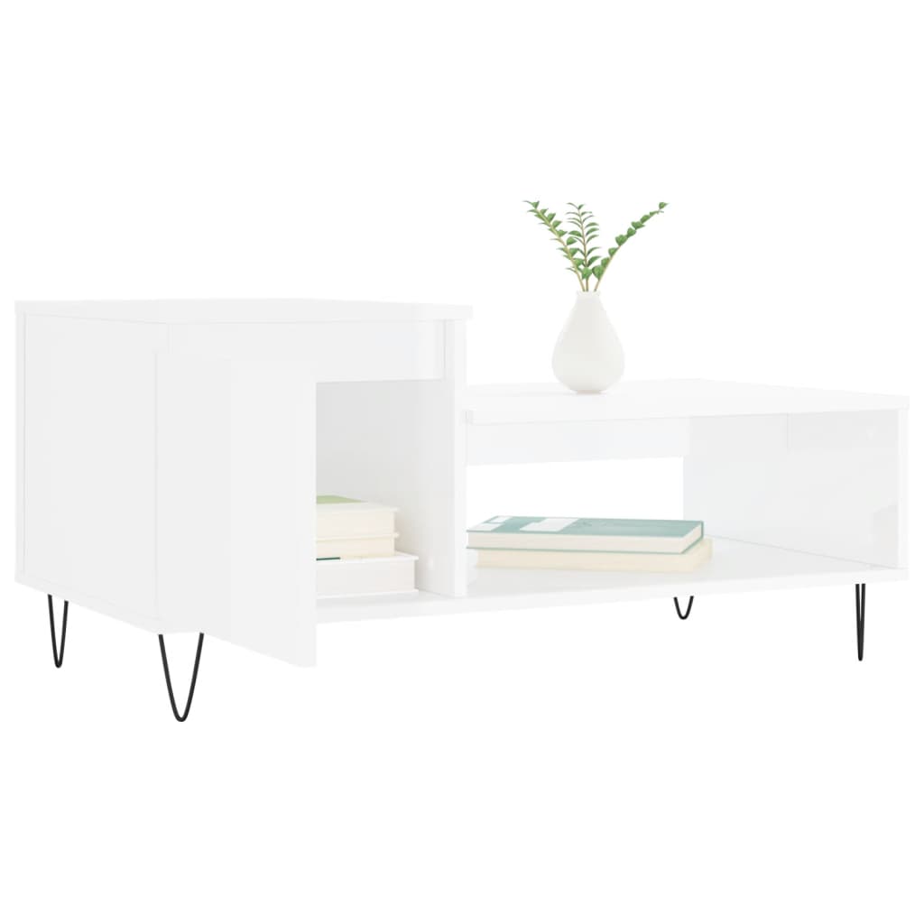 Mesa de centro 100x50x45 cm derivados madeira branco brilhante