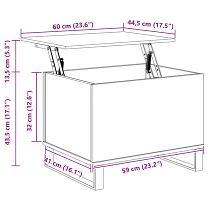 Mesa de centro 60x44,5x45 cm derivados de madeira cinza sonoma