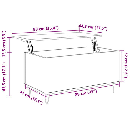 Mesa centro 90x44,5x45 cm derivados madeira carvalho castanho