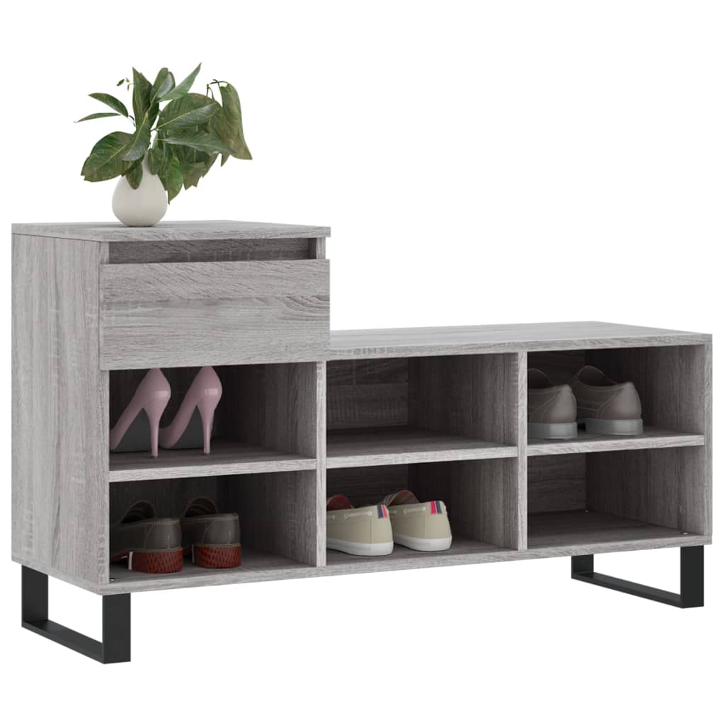 Sapateira 102x36x60 cm derivados de madeira cinzento sonoma