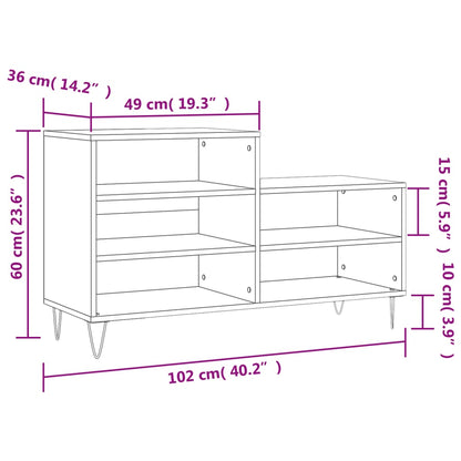 Sapateira 102x36x60 cm derivados de madeira cinzento sonoma