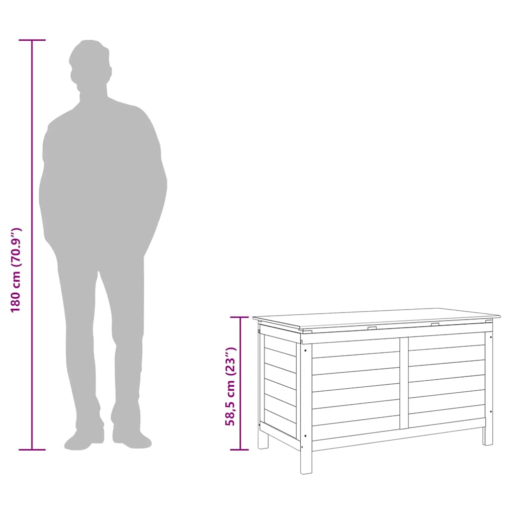 Caixa de arrumação p/ jardim 99x49,5x58,5cm abeto maciço branco
