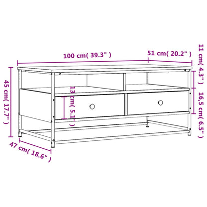 Mesa de centro 100x51x45cm derivados de madeira cinzento sonoma