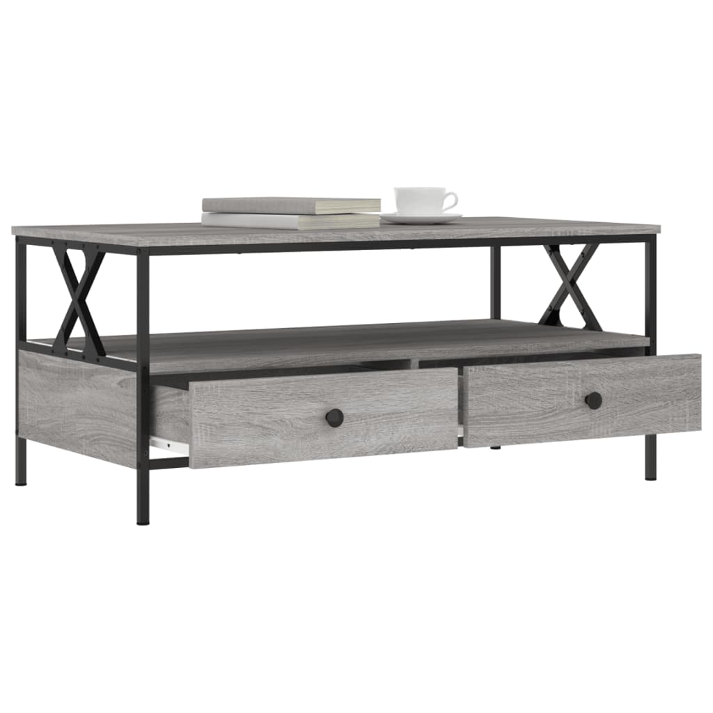 Mesa de centro 100x51x45cm derivados de madeira cinzento sonoma