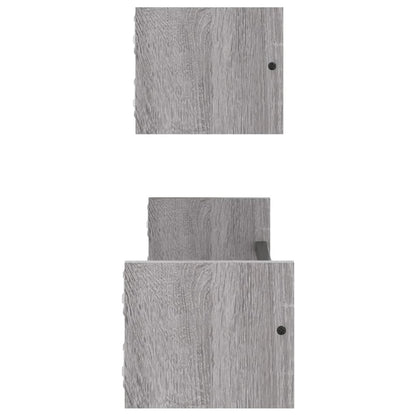 Prateleiras de parede c/ barras 2 pcs 60x16x14 cm cinza sonoma