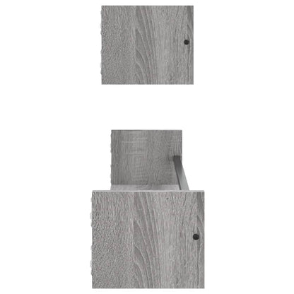 Prateleiras de parede c/ barras 2 pcs 80x16x14 cm cinza sonoma