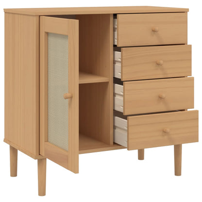 Aparador SENJA aspeto de vime 80x40x80 cm pinho maciço castanho