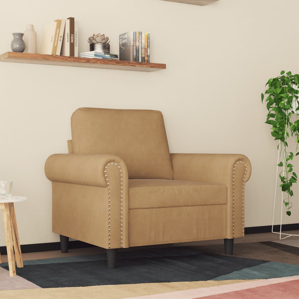 Poltrona veludo castanho