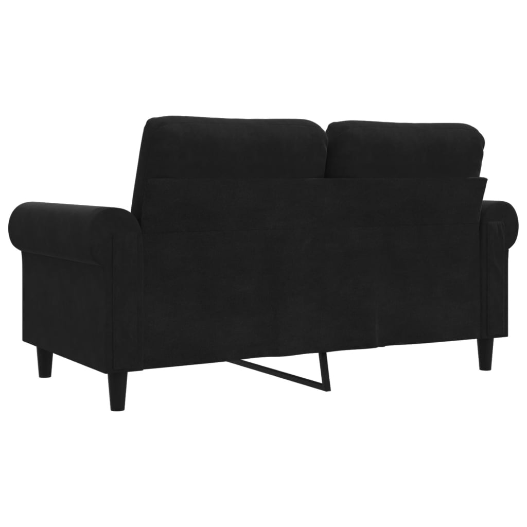 Sofá de 2 lugares veludo 120 cm preto