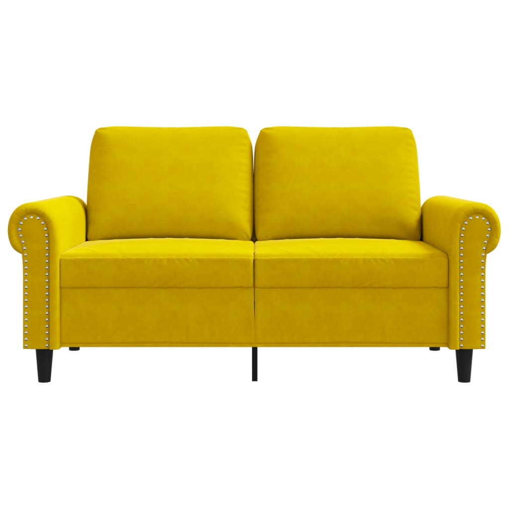 Sofá de 2 lugares veludo 120 cm amarelo