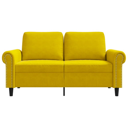 Sofá de 2 lugares veludo 120 cm amarelo