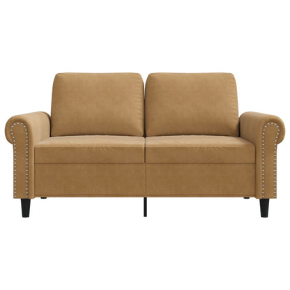 Sofá de 2 lugares veludo 120 cm castanho