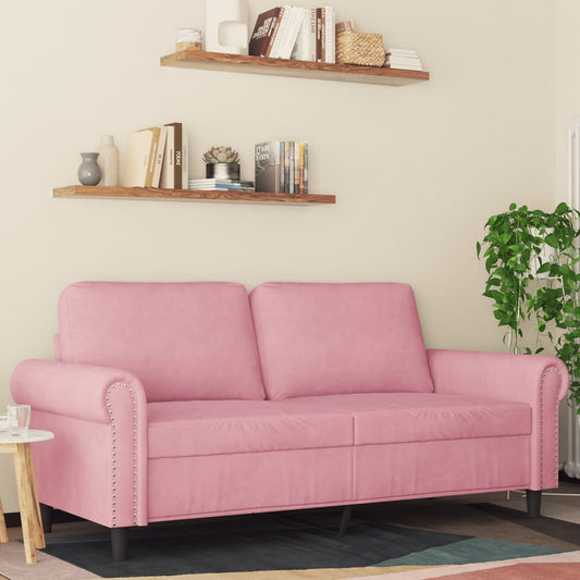 Sofá de 2 lugares veludo 140 cm rosa