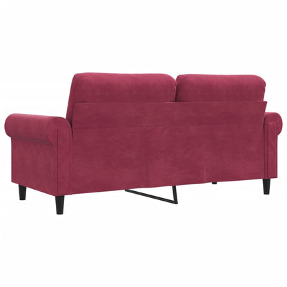 Sofá de 2 lugares veludo 140 cm vermelho tinto