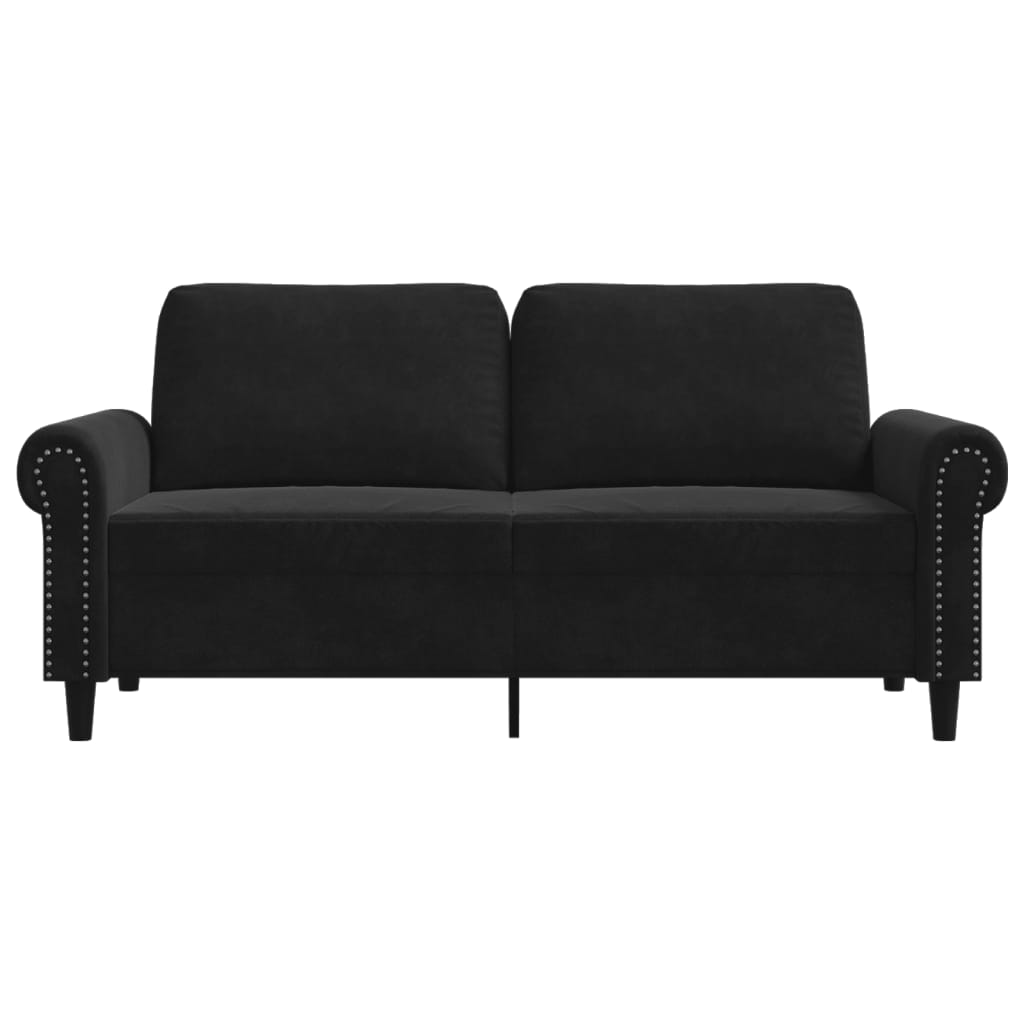 Sofá de 2 lugares veludo 140 cm preto