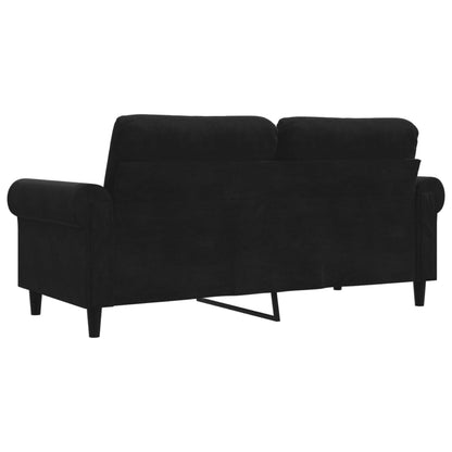 Sofá de 2 lugares veludo 140 cm preto