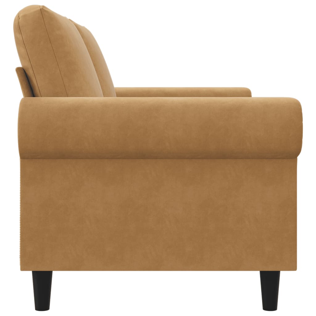 Sofá de 2 lugares veludo 140 cm castanho