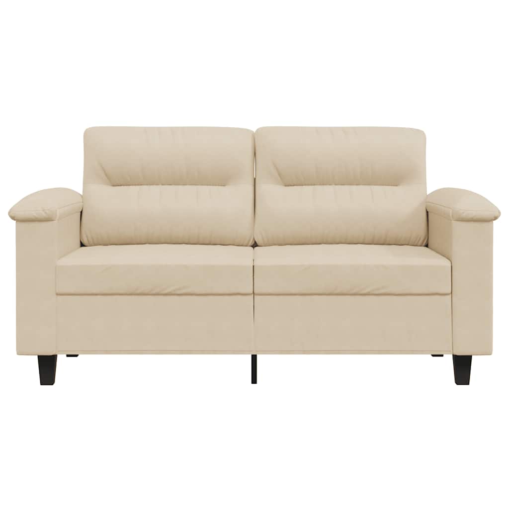Sofá de 2 lugares 120 cm tecido de microfibra cor creme
