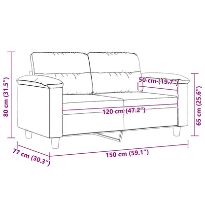 Sofá de 2 lugares 120 cm tecido de microfibra cor creme