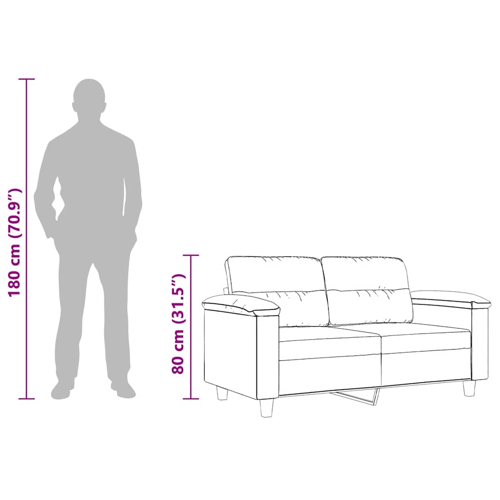 Sofá de 2 lugares 120 cm tecido de microfibra cor creme