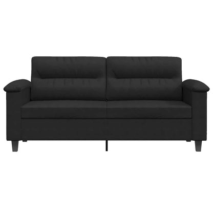 Sofá de 2 lugares 140 cm tecido de microfibra preto