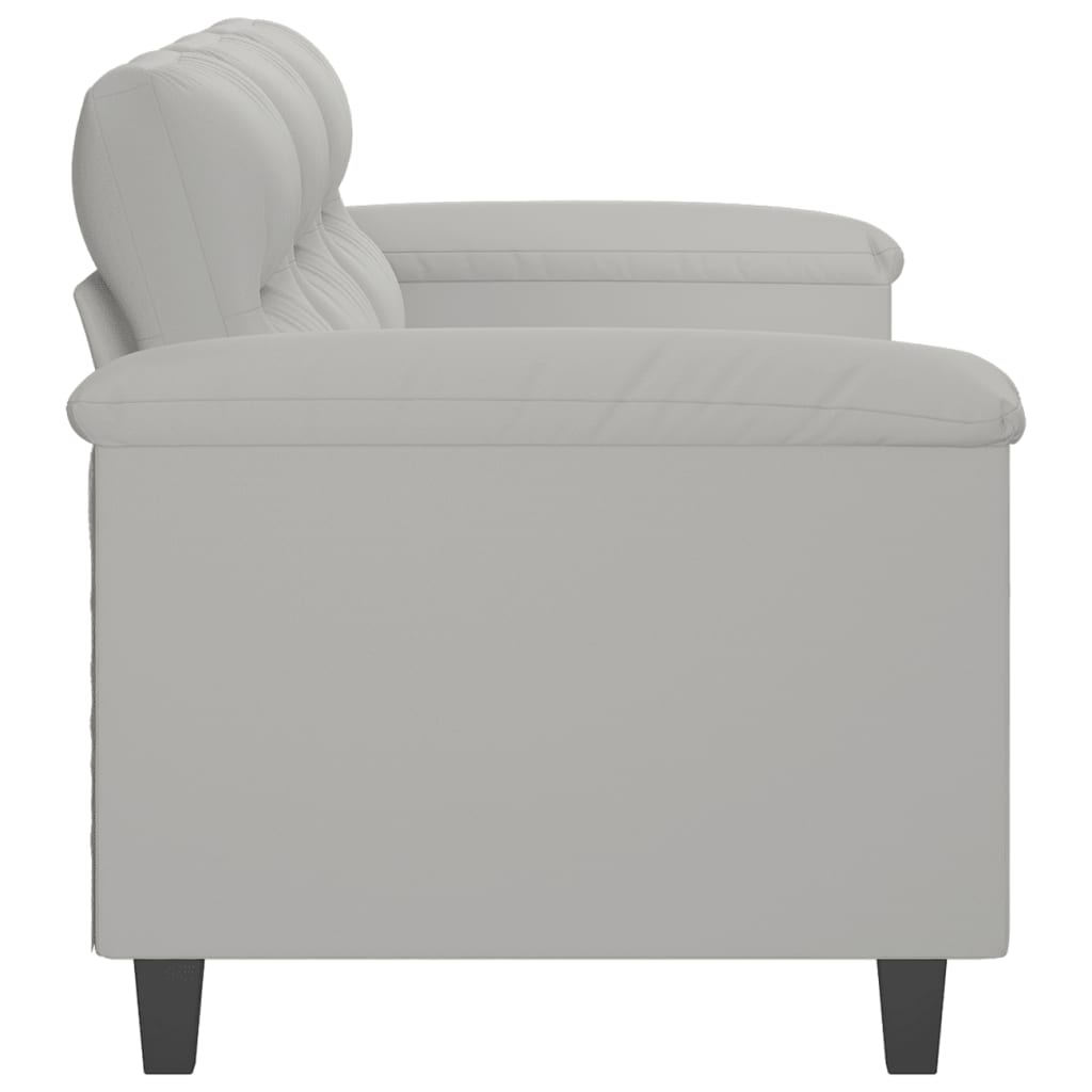 Sofá de 3 lugares 180 cm tecido de microfibra cinzento-claro